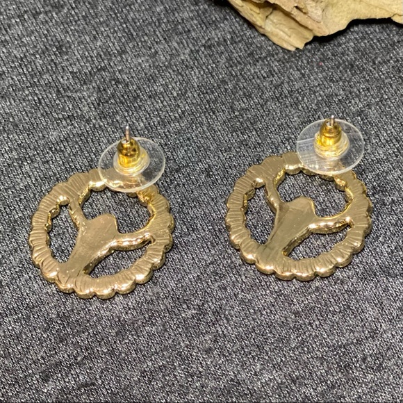 NEW Crystal Steer Longhorn Earrings in Turquoise Circle Bullhead cow head - Picture 4 of 5